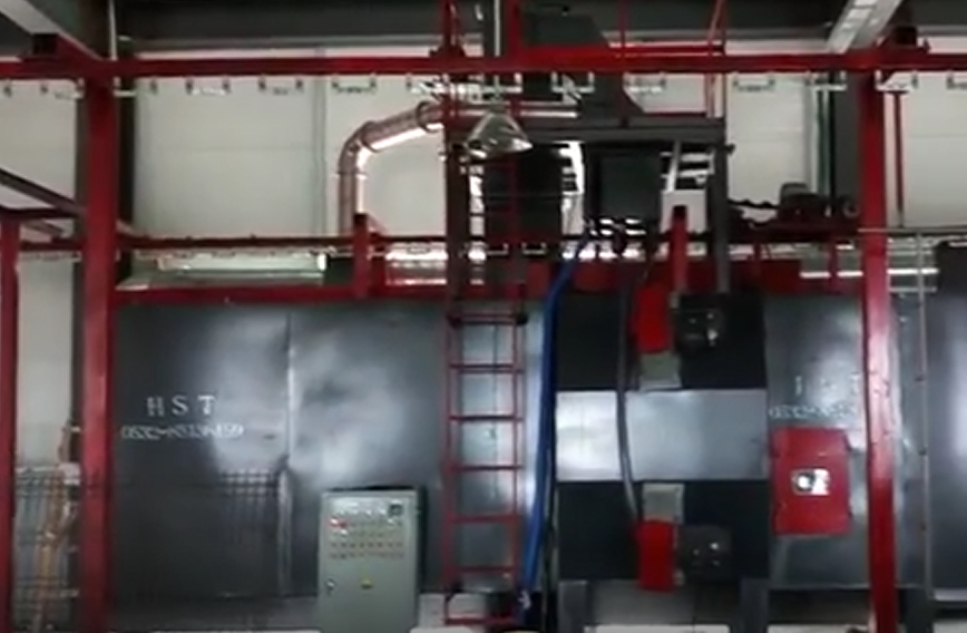 2017年發往大連的381懸鏈拋丸機安裝調試完畢